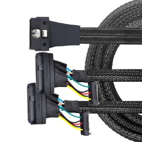NVME PCIe HDDs Cable SFF 8654 8I to 2X SFF 8639 Adapter with 15P SATAs Power for Motherboards Connection