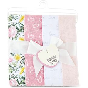 4 Piece Cotton Flannel Receiving Blankets, Yellow –Baby Blankets for Boy and Girls, Neutral Receiving Blankets, Infant Blanket 30x30, Soft Newborn Blankets.
