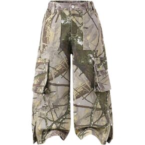 Wdirara Toddler Girl's Camo Print Wide Leg Cargo Jeans Side Side Side Side