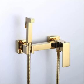 Bidet Sprayer for Toilet,Brass Handheld Baby Cloth Diaper Sprayer Kit Gold Wall Mounted Bathroom Toilet Bidet Attachment Set for Bathing Pets