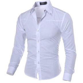 Men's Lightweight Casual Classic Dress Shirt Stylish Solid Button Down Shirts Loose Fit Long Sleeve Shirts