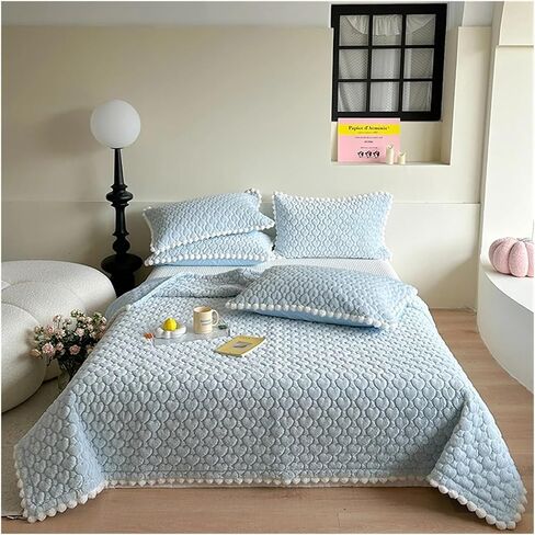 Bed Four Pieces Set Bedspread on The Bed Cover Cotton Mattress Topper Bedspreads & coverlets Plush Blanket Bed Sheets Set Couple Bed Quilt(Blu,3pcs 200cmx225cm) in Saudi Arabia