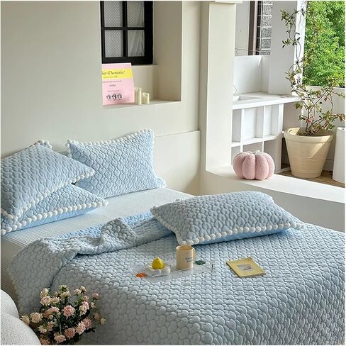 Bed Four Pieces Set Bedspread on The Bed Cover Cotton Mattress Topper Bedspreads & coverlets Plush Blanket Bed Sheets Set Couple Bed Quilt(Blu,3pcs 200cmx225cm) in Saudi Arabia