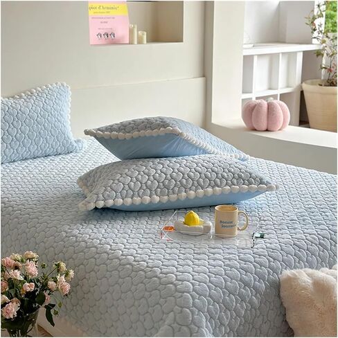 Bed Four Pieces Set Bedspread on The Bed Cover Cotton Mattress Topper Bedspreads & coverlets Plush Blanket Bed Sheets Set Couple Bed Quilt(Blu,3pcs 200cmx225cm) in Saudi Arabia