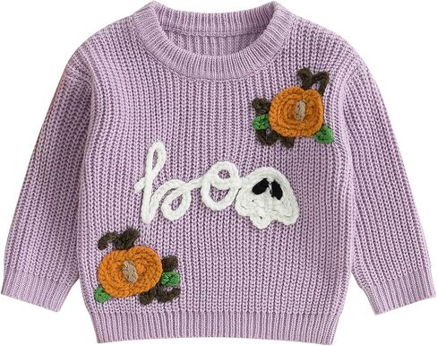 Baby Boy Girl Halloween Outfit Pumpkin Knit Sweater Ghost Embroidery Knitwear Toddler Halloween Fall Clothes in Saudi Arabia