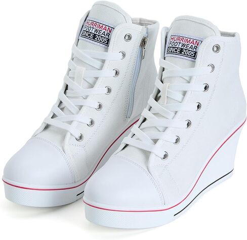 Hurriman Wedge Sneakers for Women, High Heel Platform High Top Canvas Shoes Lace up Zipper Fashion Sneakers, Tenis Zapatos de Cuña Plataforma Tacón para Mujer, Suitbale for Y2K & Harley Quinn Cosplay in Saudi Arabia