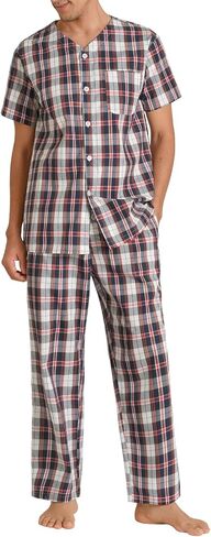 Latuza Men's Cotton Pajamas Set Button Up Shirt and Pants for Summer in Saudi Arabia