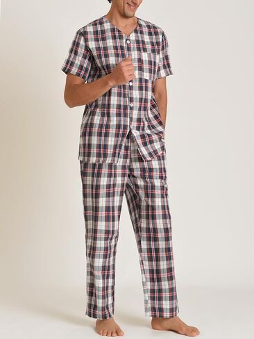 Latuza Men's Cotton Pajamas Set Button Up Shirt and Pants for Summer in Saudi Arabia