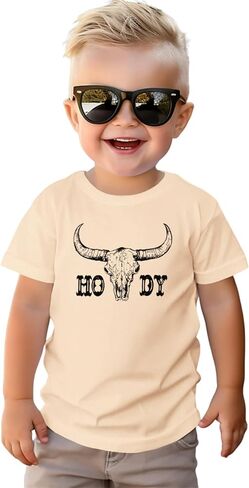 CM C & M Wodro Toddler Boy Girl Howdy Shirt Rodeo Cowboy T-Shirt Retro Western Graphic Tee Chil in Kuwait