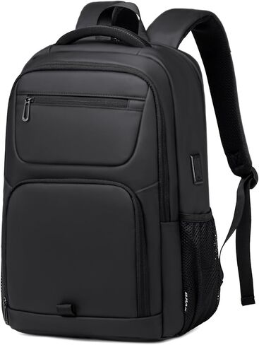 شنطة ظهر للابتوب 17.3 انش للسفر، شنطة ظهر سوداء 35 لتر مع منفذ شحن USB، شنطة ظهر مقاومة للماء تناسب الكمبيوتر واللابتوب مقاس 17.3 انش للعمل والكلية in Kuwait