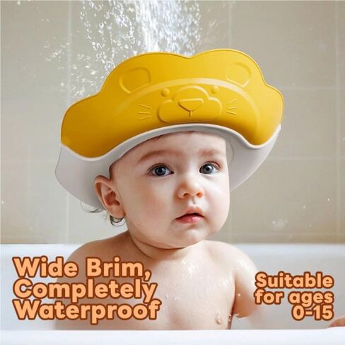 Baby Shower Cap - Waterproof Bath Visor for Toddlers 1-3 Years, Extra Soft Silicone Hair Washing Hat for Kids, Keep Water Out of Eyes(Animal Design) (Pink) in Kuwait