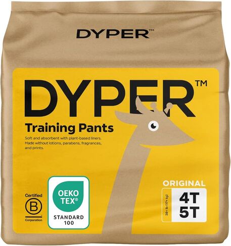 DYPER - Toddler Pull Up Style Potty Training Pants Girls/Boys Day & Overnight Protection - Made with Plant-Based*, Honest Ingredients, Hypoallergenic - Size 3T-4T (24 Count) in Kuwait