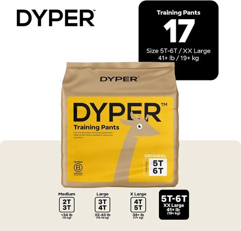 DYPER - Toddler Pull Up Style Potty Training Pants Girls/Boys Day & Overnight Protection - Made with Plant-Based*, Honest Ingredients, Hypoallergenic - Size 3T-4T (24 Count) in Kuwait