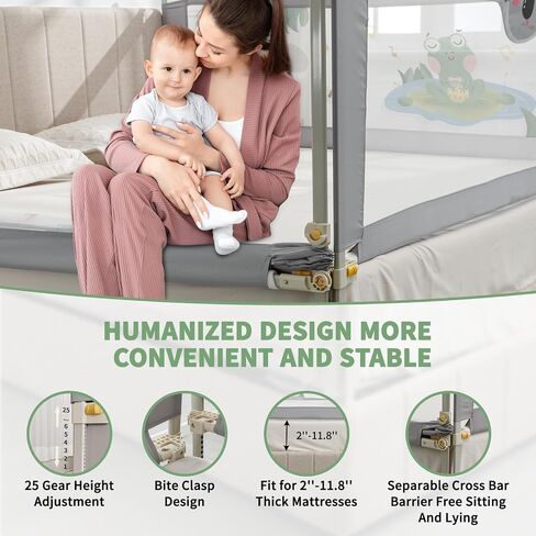 Bed Rail for Toddlers, 3-Piece Baby Bed Rail Guard for Kids, 25 Height Levels Adjustable Bed Fence, 3 in 1 Foldable Bed Guardrail, Fit 2''-11.8'' Thick Mattress (Zoo Pattern, King) in Saudi Arabia