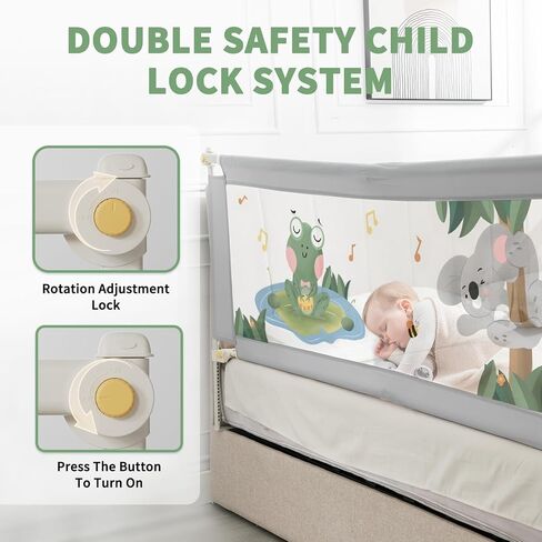 Bed Rail for Toddlers, 3-Piece Baby Bed Rail Guard for Kids, 25 Height Levels Adjustable Bed Fence, 3 in 1 Foldable Bed Guardrail, Fit 2''-11.8'' Thick Mattress (Zoo Pattern, King) in Saudi Arabia