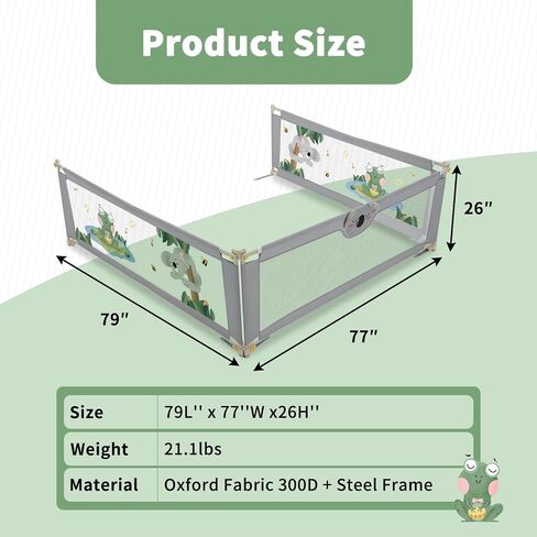 Bed Rail for Toddlers, 3-Piece Baby Bed Rail Guard for Kids, 25 Height Levels Adjustable Bed Fence, 3 in 1 Foldable Bed Guardrail, Fit 2''-11.8'' Thick Mattress (Zoo Pattern, King) in Saudi Arabia