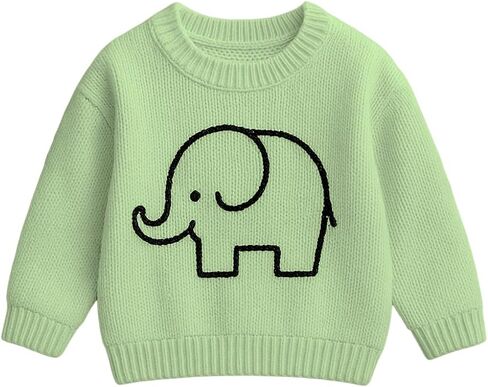 Noni Baby Girl Boy Elephant Knit Sweater Blouse Pullover Sweatshirt Warm Crewneck Long Sleeve Tops for Infant Toddler in Saudi Arabia