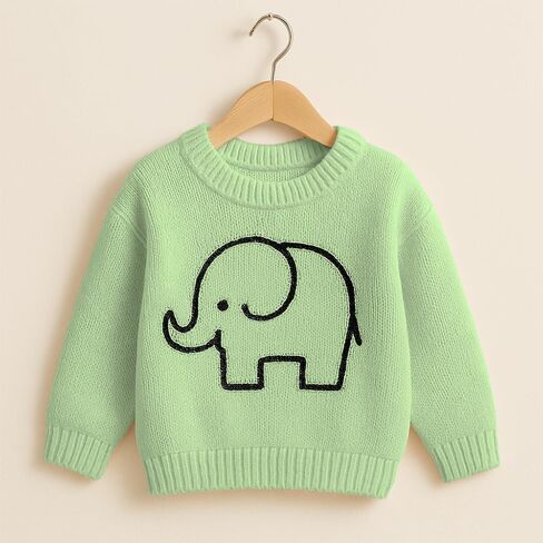 Noni Baby Girl Boy Elephant Knit Sweater Blouse Pullover Sweatshirt Warm Crewneck Long Sleeve Tops for Infant Toddler in Saudi Arabia