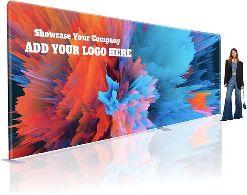 7.5x20ft Custom Stand Backdrop, Commercial Tension Fabric Banner with Aluminum Stand, Double-Sided Printing for Trade Show, Weddings, Party, Business in Saudi Arabia