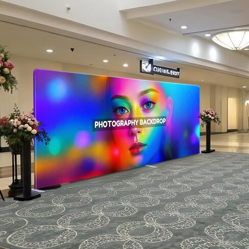 7.5x20ft Custom Stand Backdrop, Commercial Tension Fabric Banner with Aluminum Stand, Double-Sided Printing for Trade Show, Weddings, Party, Business in Saudi Arabia