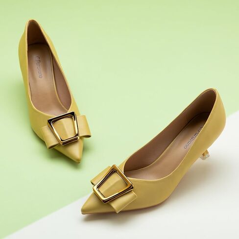 C.Paravano Women's Hitten Heel Pumps-Pointed Toe Shoes مع مشبك معدني | جلد ناعم للتنفس لأزياء المكاتب ، وحفلات الكوكتيل ، وليالي التاريخ ، وأحداث الربيع/الصيف in Saudi Arabia
