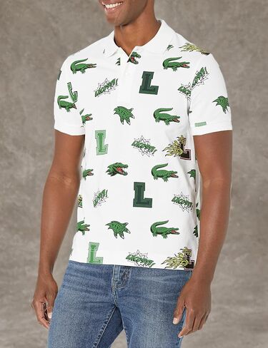 Lacoste Men's Holiday Regular Fit Crocodile Print Polo in Saudi Arabia