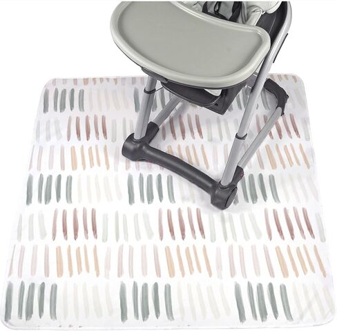 JumpOff Jo - Large Baby Splat Mat for Under High Chair, Booster Seat, Tabletop, Food Catcher - Protect Floor and Carpet from Spills & Crafts - Waterproof and Washable (Dashes) in Kuwait