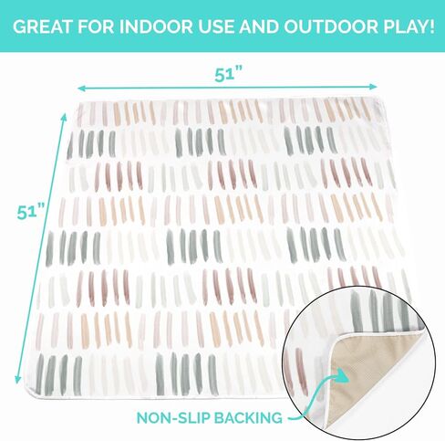 JumpOff Jo - Large Baby Splat Mat for Under High Chair, Booster Seat, Tabletop, Food Catcher - Protect Floor and Carpet from Spills & Crafts - Waterproof and Washable (Dashes) in Kuwait