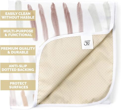 JumpOff Jo - Large Baby Splat Mat for Under High Chair, Booster Seat, Tabletop, Food Catcher - Protect Floor and Carpet from Spills & Crafts - Waterproof and Washable (Dashes) in Kuwait