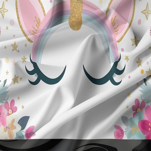 Duvet Cover Toddler Size, Reversible 2 Pieces Floral Unicorn Duvet Cover Set, Rose Red Bedding Set for All Season, Soft and Breathable Bedding Set with Zipper Closure & Corner Ties - 42" x 58" in Saudi Arabia