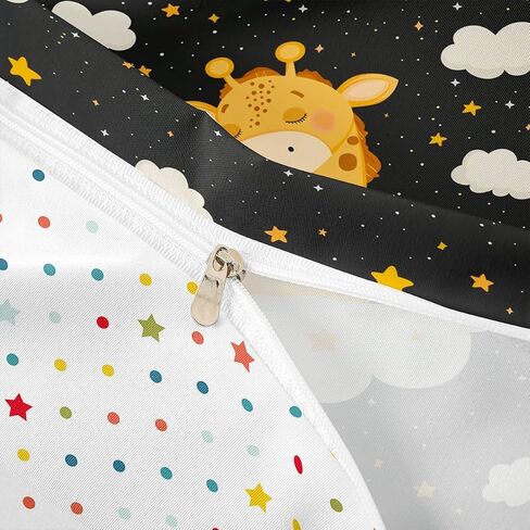 Cartoon Giraffe Duvet Cover Set Toddler Size,African Wildlife Animals Bedding Set,Starry Galaxy Cloud Quilt Cover for Kids,Comforter Cover(No Filler),2 Pcs in Saudi Arabia