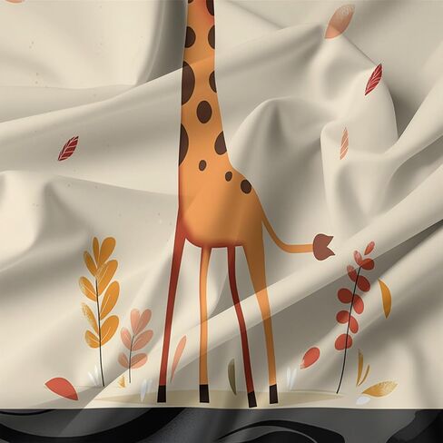 Duvet Cover Toddler Size, Reversible 2 Pieces Cartoon Giraffe Duvet Cover Set, Beige Bedding Set for All Season, Soft and Breathable Bedding Set with Zipper Closure & Corner Ties - 42" x 58" in Saudi Arabia