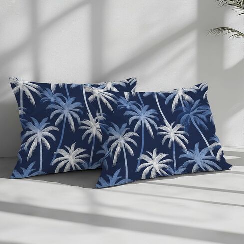 Duvet Cover Toddler Size, Reversible 2 Pieces Watercolor Palm Trees Duvet Cover Set, Bedding Set for All Season, Soft and Breathable Bedding Set with Zipper Closure & Corner Ties - 42" x 58" in Saudi Arabia