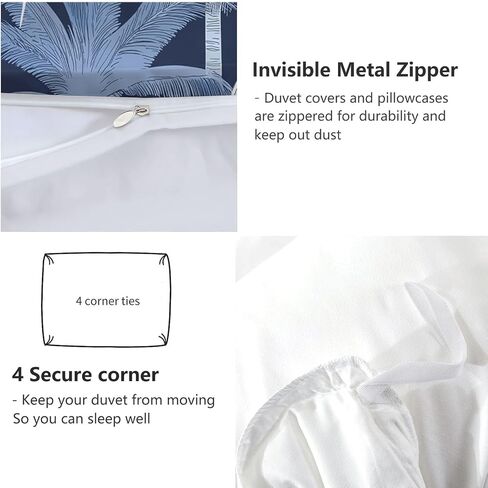 Duvet Cover Toddler Size, Reversible 2 Pieces Watercolor Palm Trees Duvet Cover Set, Bedding Set for All Season, Soft and Breathable Bedding Set with Zipper Closure & Corner Ties - 42" x 58" in Saudi Arabia