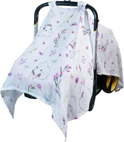 100% Muslin Summer Baby Car Seat Cover, Universal Fit Infant Car Seat Canopy, Breathable & Lightweight Sun, Weather Protection for Boys & Girls in Kuwait