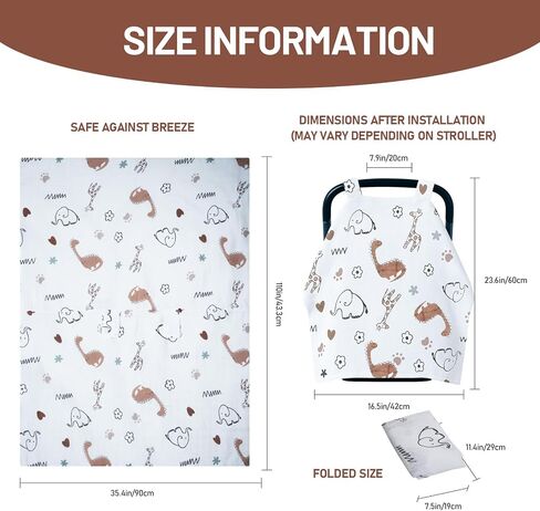 80S Muslin Car Seat Cover for Babies - Soft & Breathable Infant Carrier Canopy, Lightweight Sunshade for Summer, Universal Fit for Baby Boys & Girls in Saudi Arabia