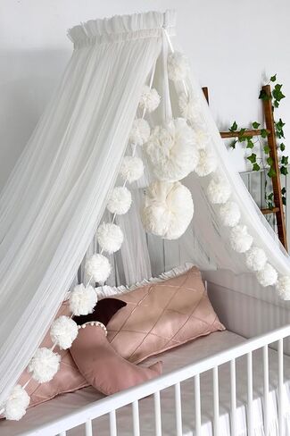 Fancyroom Baby Cot Canopy - Princess Mosquito Net, Side Canopy, Room Decoration for Children Made of Premium Tulle (Ecru/Cream) in Saudi Arabia