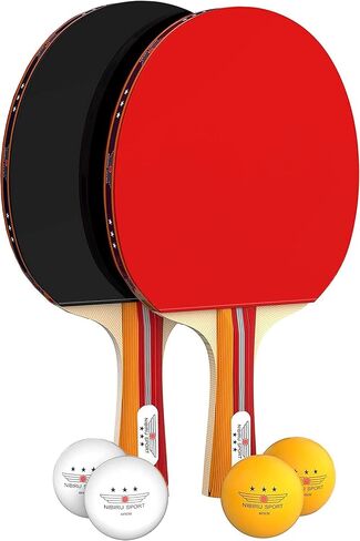 NIBIRU SPORT Ping Pong Paddles Set of 2 - Premium Table Tennis Paddles Kit with 2 Rackets, 3 Balls & Portable Case - Pingpong Paddles & Accessories, Outdoor Or Indoor Play in Saudi Arabia