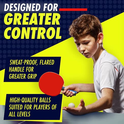 NIBIRU SPORT Ping Pong Paddles Set of 2 - Premium Table Tennis Paddles Kit with 2 Rackets, 3 Balls & Portable Case - Pingpong Paddles & Accessories, Outdoor Or Indoor Play in Saudi Arabia