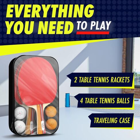 NIBIRU SPORT Ping Pong Paddles Set of 2 - Premium Table Tennis Paddles Kit with 2 Rackets, 3 Balls & Portable Case - Pingpong Paddles & Accessories, Outdoor Or Indoor Play in Saudi Arabia