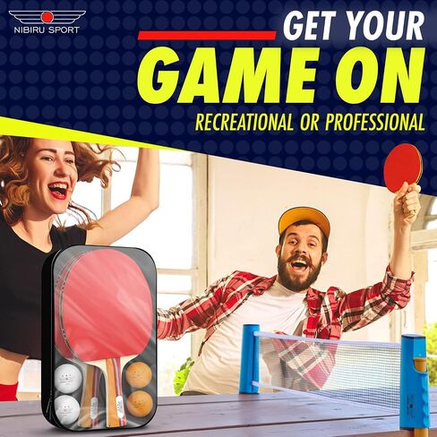 NIBIRU SPORT Ping Pong Paddles Set of 2 - Premium Table Tennis Paddles Kit with 2 Rackets, 3 Balls & Portable Case - Pingpong Paddles & Accessories, Outdoor Or Indoor Play in Saudi Arabia