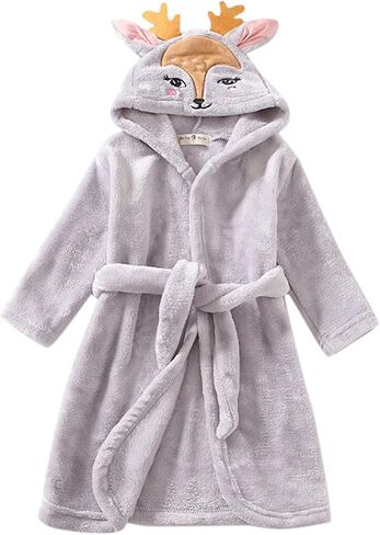 Toddler Kids Boys Girls 𝐂artoon Bath𝐫obe Hooded Warm Flannel Night 𝐑obe 𝐒leepwear Cute 𝐏ajamas Youth Large Pajamas in Saudi Arabia