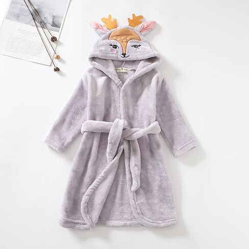 Toddler Kids Boys Girls 𝐂artoon Bath𝐫obe Hooded Warm Flannel Night 𝐑obe 𝐒leepwear Cute 𝐏ajamas Youth Large Pajamas in Saudi Arabia