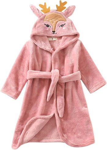 Toddler Kids Boys Girls 𝐂artoon Bath𝐫obe Hooded Warm Flannel Night 𝐑obe 𝐒leepwear Cute 𝐏ajamas Youth Large Pajamas in Saudi Arabia