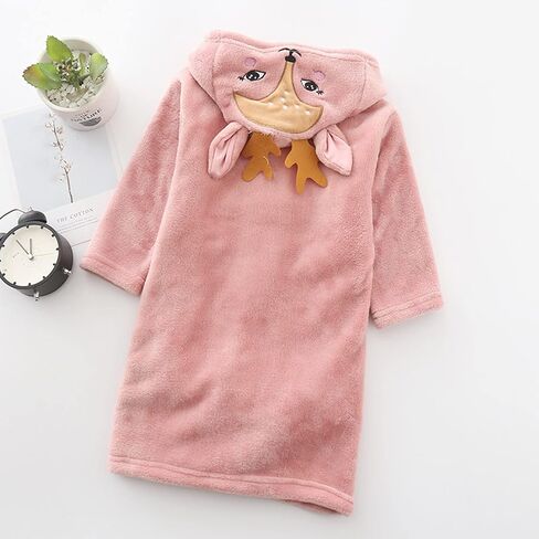 Toddler Kids Boys Girls 𝐂artoon Bath𝐫obe Hooded Warm Flannel Night 𝐑obe 𝐒leepwear Cute 𝐏ajamas Youth Large Pajamas in Saudi Arabia
