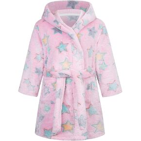 Boys Girls Robe Hooded Bathrobe Toddler Cute Animal Pattern Warm Dressing Gown for Kids Soft Flush Towel