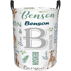 Personalized Elephant Baby Laundry Hamper Kids Name Laundry Baby Baskets Waterproof Storage Bin Custom Clothes Nursery Hampers Collapsible Hamper Baby Gift Baskets for Boy Girl