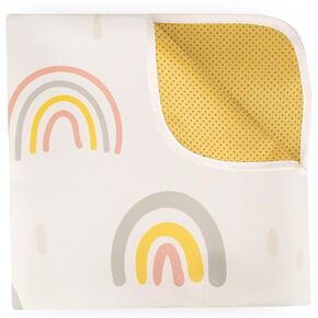 Serian Baby Splat Floor Mat for Under High Chair, Washable Waterproof Portable Anti-Slip Mat 51 x 51 inches (Pearl White Rainbow)