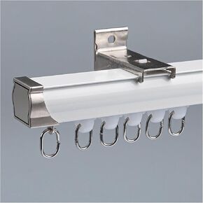 Single Track Side Wall Quiet Glide Curtain Track, Living Room/Bedroom/Bay Windows/Dressing Room Aluminum Curtain Rails Room Divider with Universal Pulleys, 1 to 6 Meter Length(White,1.8m/5.9ft)