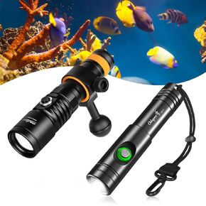 Orcatorch D710V 2000 Lumens تحت الماء Light Odepro WD12 (Black) 980 Lumens Dive Light Bundle ، رائع للغواصين التكنولوجي والمصورين تحت الماء (Combo-pack)